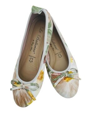 La Ballerina Leather Floral Ballet Flats Sonja Ricci Size EU 37